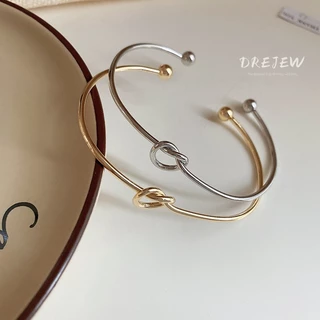 DREJEW สร้อยข้อมือโลหะ ผูกปม ความรัก สไตล์ยุโรป และอเมริกา การออกแบบเฉพาะ เกาหลี ins สร้อยข้อมืออเนกประสงค์ ที่เรียบง่าย แพ้ง่าย