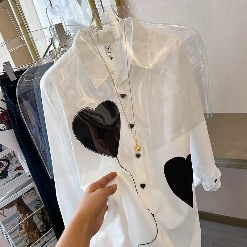 เสื้อเบลาส์ แขนยาว คอปก ทรงหลวม สไตล์เกาหลี เรโทร แฟชั่นสําหรับผู้หญิง