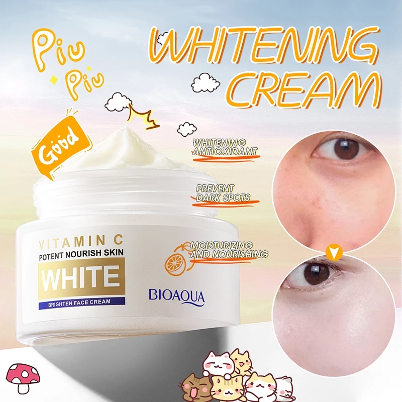 BIOAOUA วิตามินซีสีขาวสดใส ครีมทาหน้า ไนท์ครีม บำรุงผิวหน้า ฟื้นฟูผิว ให้ความชุ่มชื้น 50g thumbnail 4