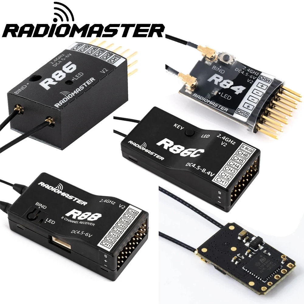 Radiomaster ตัวรับสัญญาณโดรน R81 R84 R86 R86C R88 V2 4.5-6V 2.4Ghz 4Ch 6Ch 8Ch SBUS RSSI V2.0 สําหรั