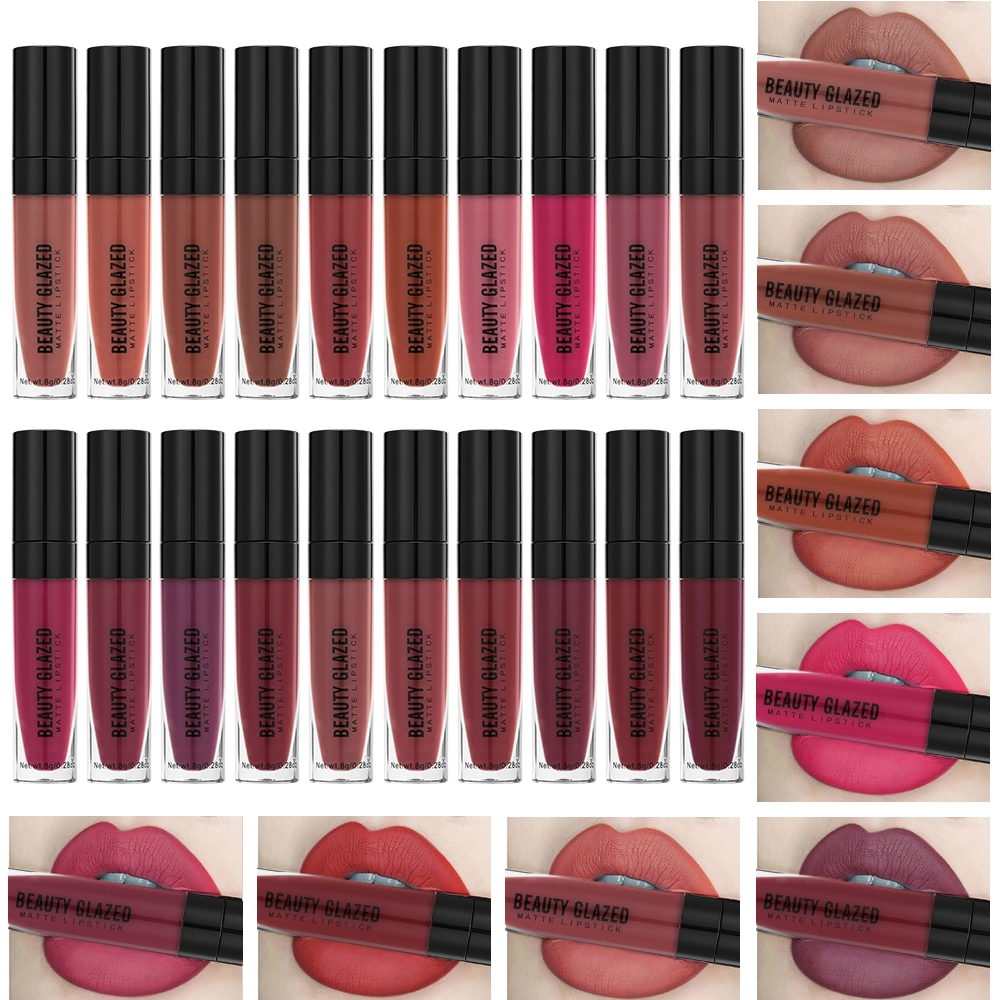 Beauty Glazed NON-STICK CUP ลิปสติก ลิปทินท์ เนื้อแมตต์ กันน้ํา ติดทนนาน เรียบลื่น น้ําหนักเบา ลิปแต่งหน้า
