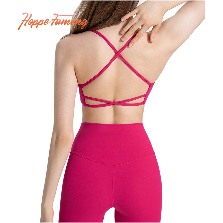 บราโยคะสปอร์ตสปอร์ตแฟชั่นเปิดหลังพิมพ์ลายต่ําสําหรับผู้หญิง