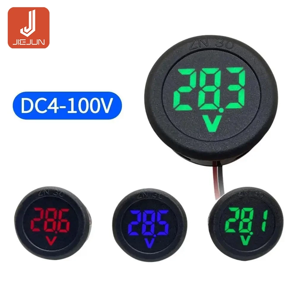 เครื่องทดสอบโวลต์มิเตอร์ดิจิทัล DC 5-100V LED หน้าจอดิจิทัล สองสาย สําหรับรถยนต์