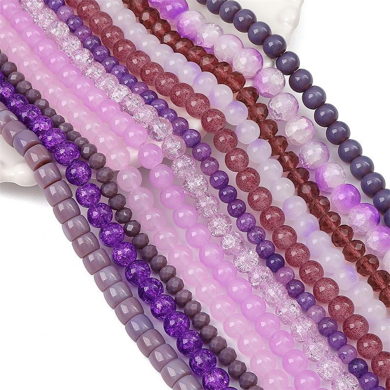 ลูกปัดแก้วคริสตัล สีม่วง สําหรับทําเครื่องประดับ สร้อยข้อมือ สร้อยคอ DIY จํานวน 20 ชิ้น