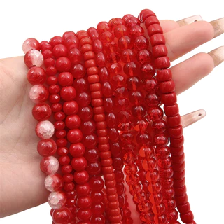 ลูกปัดแก้วคริสตัล สีแดง สําหรับทําเครื่องประดับ สร้อยข้อมือ สร้อยคอ DIY 20 ชิ้น
