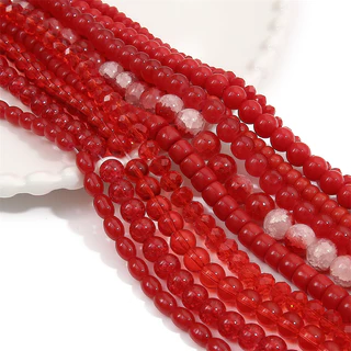 ลูกปัดแก้วคริสตัล สีแดง สําหรับทําเครื่องประดับ สร้อยข้อมือ สร้อยคอ DIY 20 ชิ้น