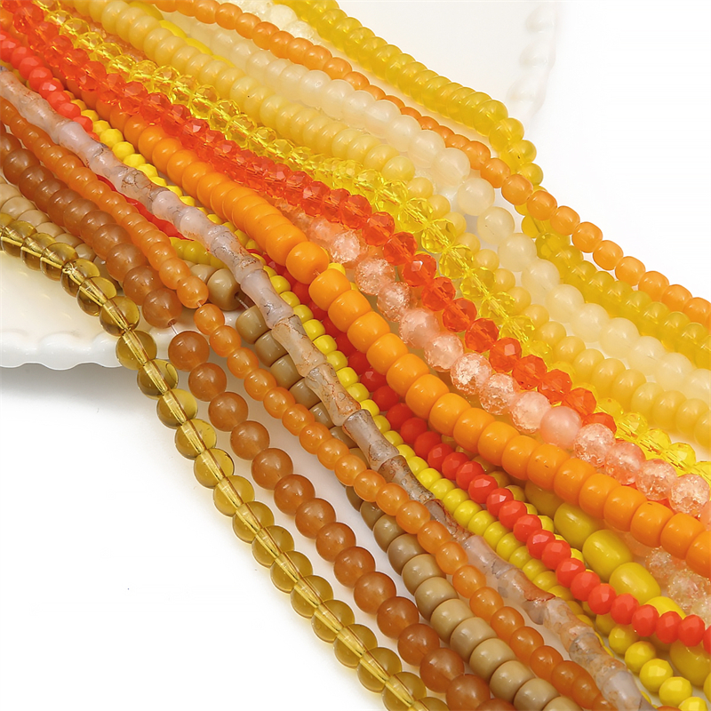 ลูกปัดแก้วคริสตัล สีเหลือง ส้ม สําหรับทําเครื่องประดับ สร้อยข้อมือ สร้อยคอ DIY จํานวน 20 ชิ้น