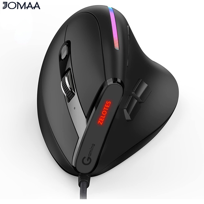 Jomaa T-50 เมาส์เกมมิ่งมีสาย RGB USB ตั้งโปรแกรมได้ 12800 Max DPI แนวตั้ง สําหรับ PC แล็ปท็อป E-Sports เล่นเกม