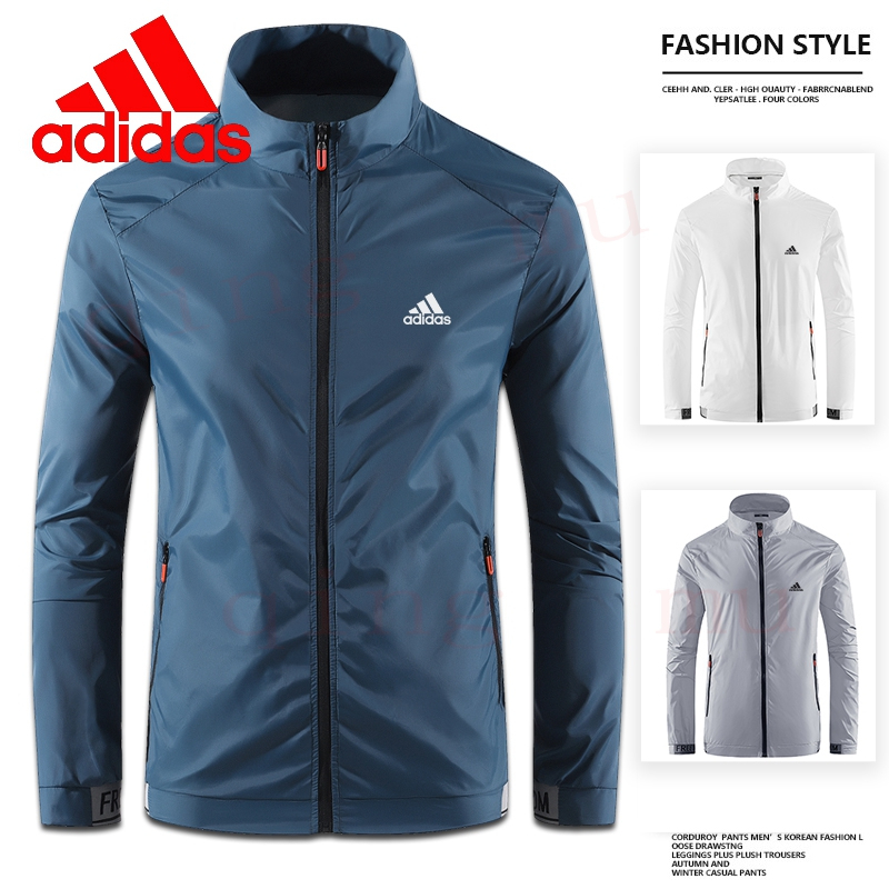 Adidasเสื้อแจ็กเก็ตกันลม แบบบาง ป้องกันแดด เหมาะกับการวิ่งจ๊อกกิ้ง เล่นกีฬา แฟชั่นฤดูร้อน สําหรับผู้ชาย และผู้หญิง