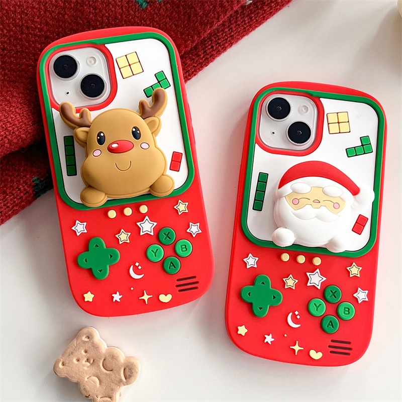 เคสโทรศัพท์มือถือ ซิลิโคนนิ่ม ลายคริสต์มาส 3D สําหรับ iphone 15 Pro Max 14 Pro Max 13 Pro Max 12 Pro Max