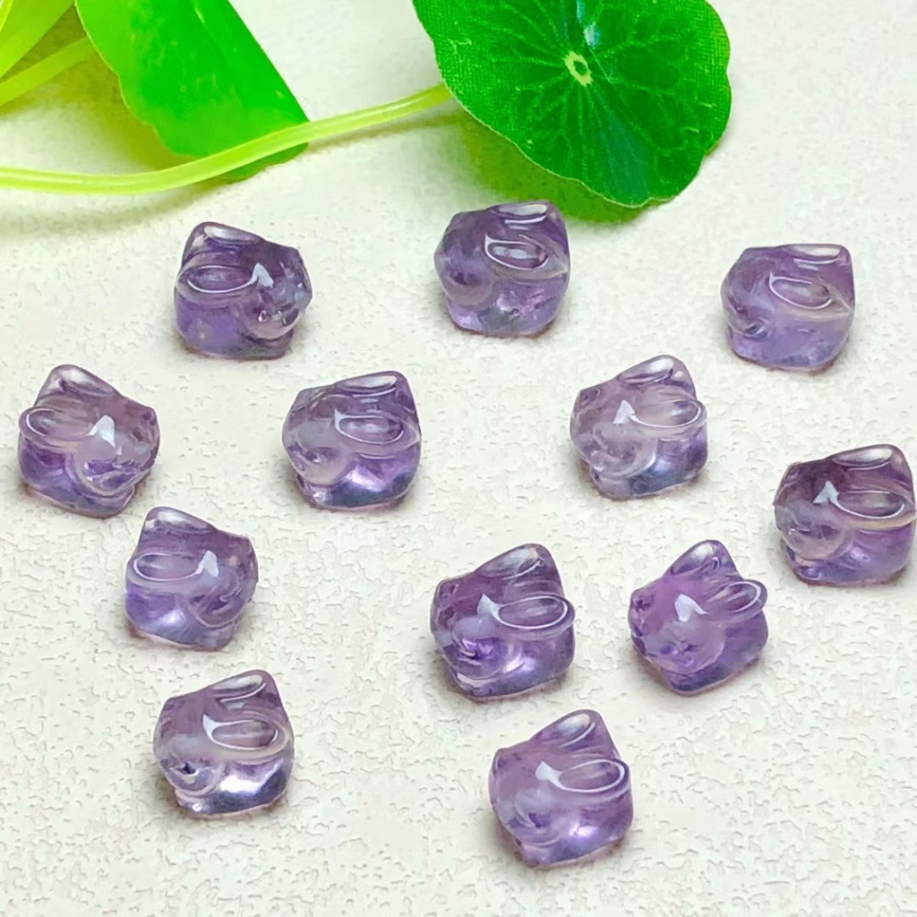 กระต่ายอเมทิสต์ธรรมชาติเครื่องประดับน่ารัก diy Lucky Accessories Simple All-Match Gift