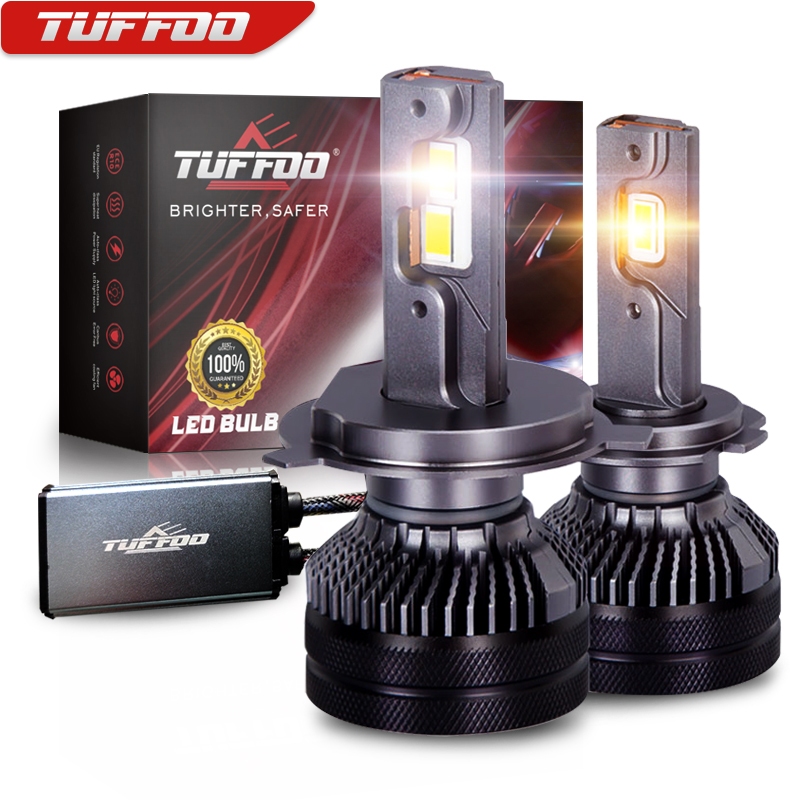 ซื้อ Tuffoo T6C หลอดไฟหน้ารถยนต์ LED 4300K 6000K 120W 25000LM ไม่มีข้อผิดพลาด สีขาว เหลือง สําหรับรถยนต์ H4 H7 H1 H9 H11 HB3 9005 HB4 9006 881 H27 D2H 9012 HIR2 3000K 2 ชิ้น