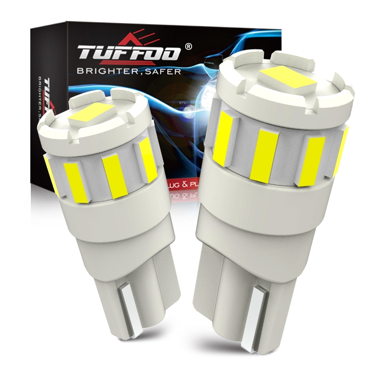 Tuffoo หลอดไฟ LED T10 W5W สีเหลืองอําพัน สีขาว สีแดง สําหรับติดป้ายทะเบียนรถยนต์ 2 ชิ้น