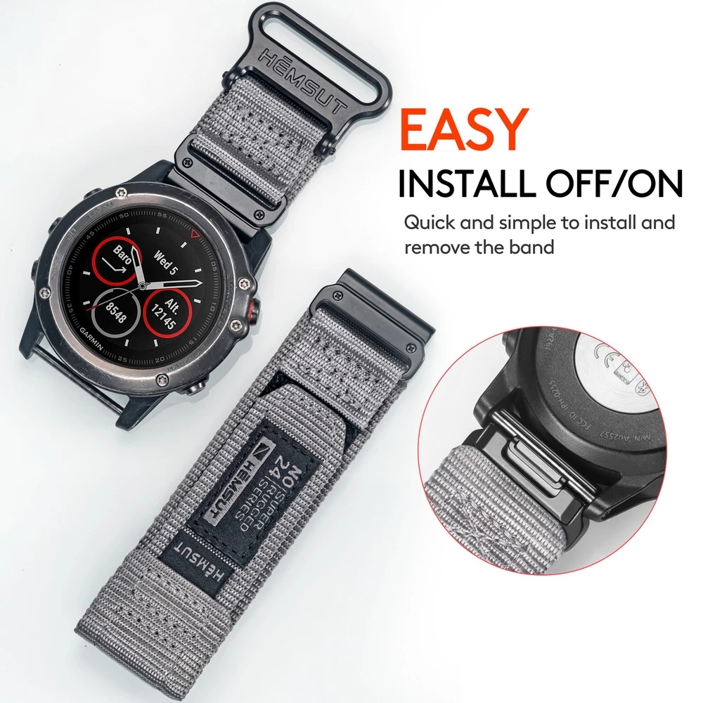 ใช้งานร่วมกับ Quickfit Garmin นาฬิกาไนลอน 20 22 26 มม.สายรัดข้อมือกีฬาระบายอากาศสําหรับ Fenix/Forerunner/EPIX /Instinct /Tactix