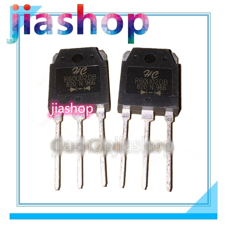 2 ชิ้น R60U02DB TO3P 60U02 TO-3P 60A/200V ไดโอดการกู้คืนอย่างรวดเร็วบน