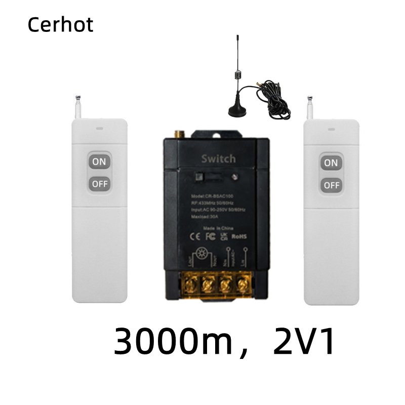Cerhot รีโมตคอนโทรลไร้สาย 30A AC 100V-250V RF สําหรับสวิตช์ไฟเพดาน 110V 120V 220V 230V