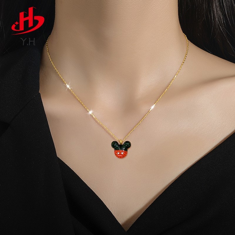 Y.H 316L มิกกี้เมาส์ ง่าย 18K สีทอง สร้อยคอสแตนเลส