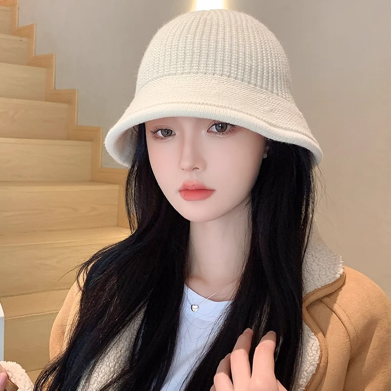 หมวกบักเก็ต ผ้าวูลถัก หัวใหญ่ เข้ากับทุกการแต่งกาย สไตล์เกาหลี แฟชั่นฤดูใบไม้ร่วง และฤดูหนาว สําหรับผู้หญิง