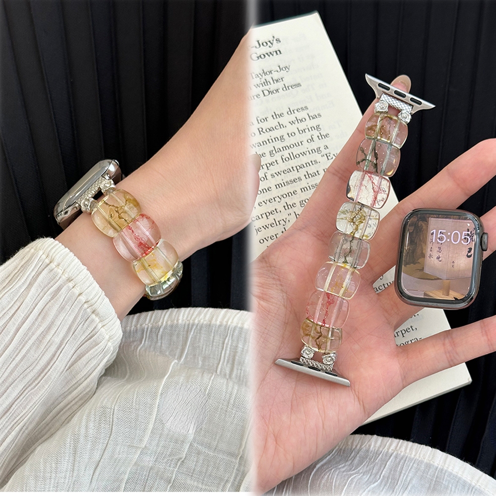 สายนาฬิกาข้อมือ หินธรรมชาติ ยืดหยุ่น สําหรับ iwatch 49 มม. 45 มม. 44 มม. 41 มม. 40 มม. 38 มม. 42 มม. iwatch Series 9 8 7 6 SE 5 4 3 2 1