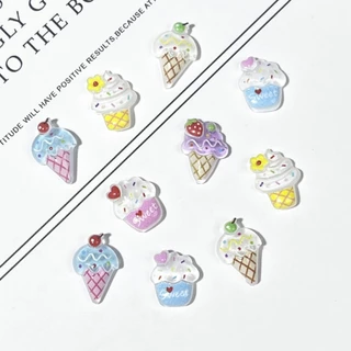 Rou Bao กรวยไอศกรีมเรซิ่น น่ารัก DIY สําหรับตกแต่งเล็บ 50 ชิ้น