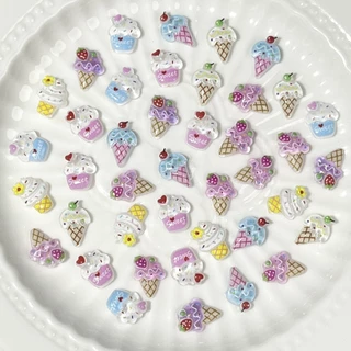 Rou Bao กรวยไอศกรีมเรซิ่น น่ารัก DIY สําหรับตกแต่งเล็บ 50 ชิ้น