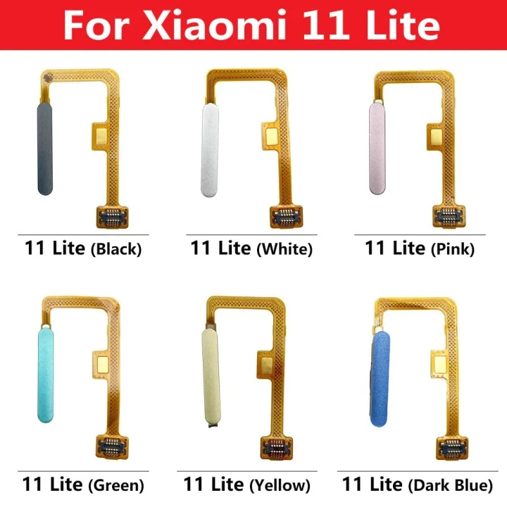 มาพร้อมกับฟังก์ชั่นลายนิ้วมือสําหรับ Xiaomi Mi 11 Mi11 Lite 4G 5G เซ็นเซอร์ลายนิ้วมือ Home Return Power Key เมนูปุ่ม Flex Ribbon Cable