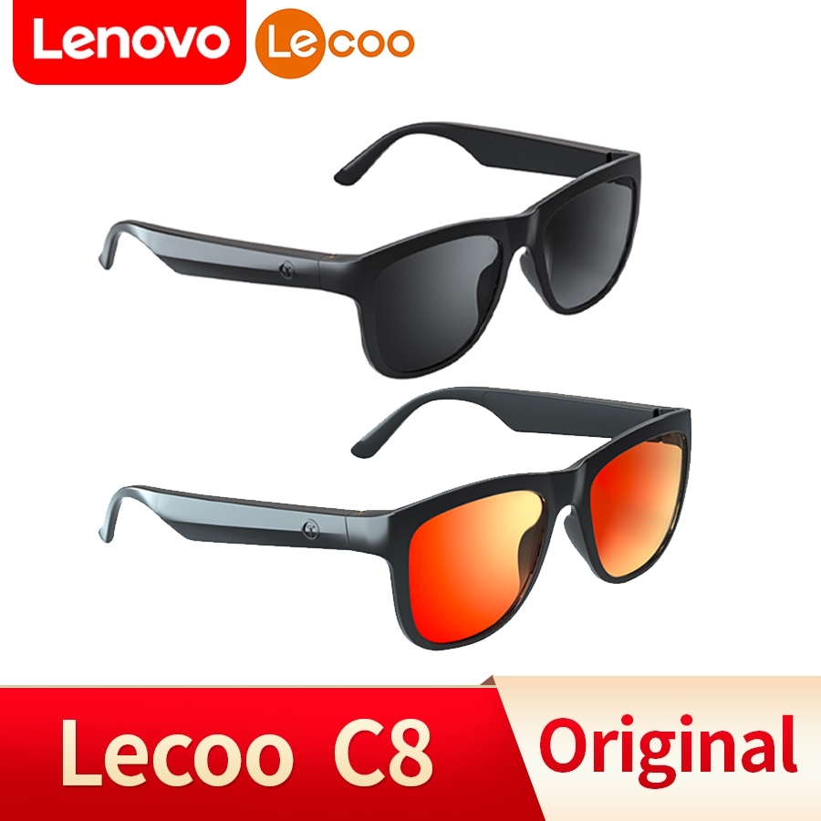 Lenovo Lecoo C8 Lite C8 แว่นตาบลูทูธ หูฟังไร้สาย แฮนด์ฟรีโทรเพลง พร้อมไมค์ ป้องกันรังสียูวี แว่นตากันแดด กีฬากลางแจ้งแบบ แว่นสายตาสั้น