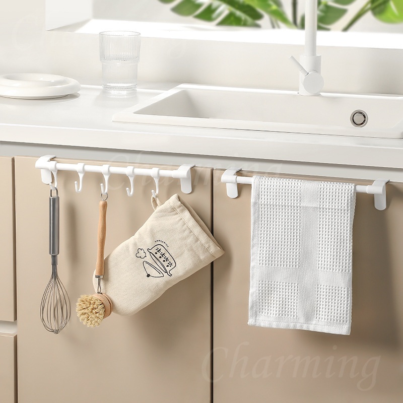 ❉ ตะขอแขวนผ้าขนหนู อเนกประสงค์ พร้อมตะขอ สําหรับห้องครัว ตู้เสื้อผ้า