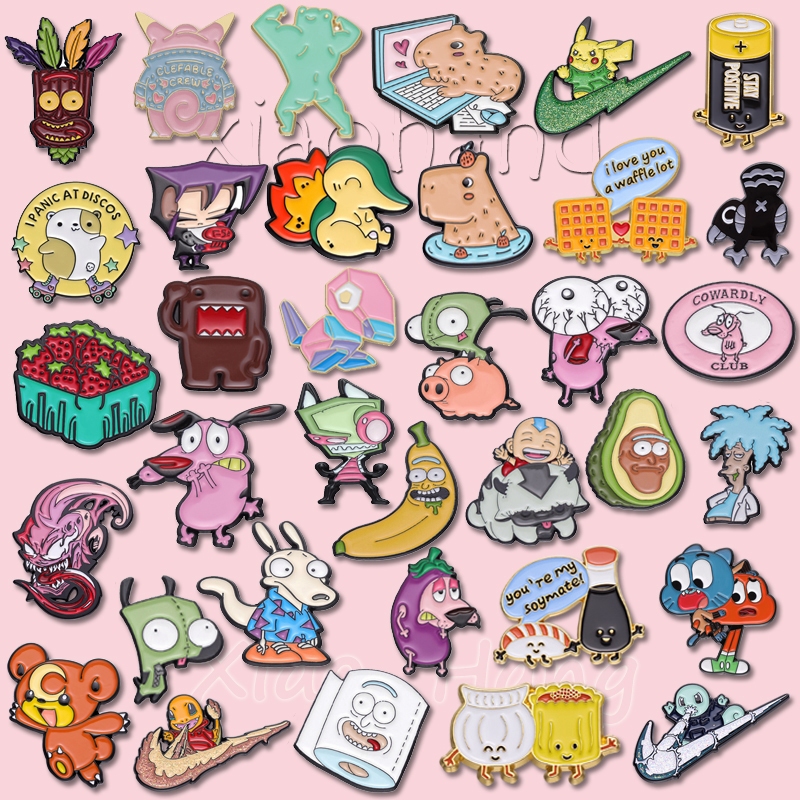 เครื่องประดับ เข็มกลัด รูปการ์ตูนอนิเมะ Pikachu Venom Enamel Pins Courage X Cowardly Dog เหมาะกับเป็นของขวัญ