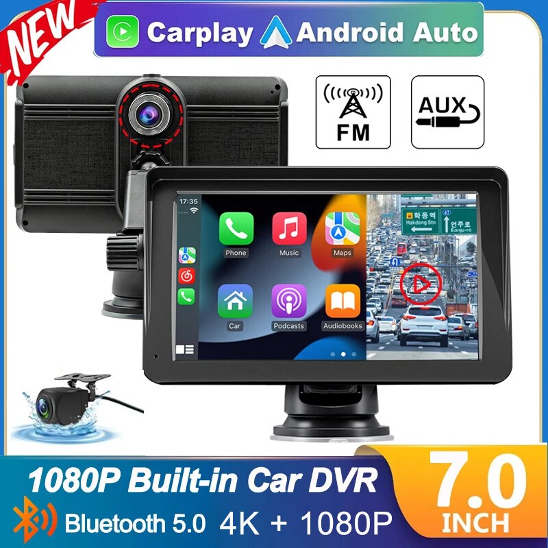 Ekleva 7 นิ้ว 4K Dash Cam รถวิทยุยานยนต์มัลติมีเดียในตัวรถ Dvr Dual เลนส์ 2Din สเตอริโอตัวรับสัญญาณ 