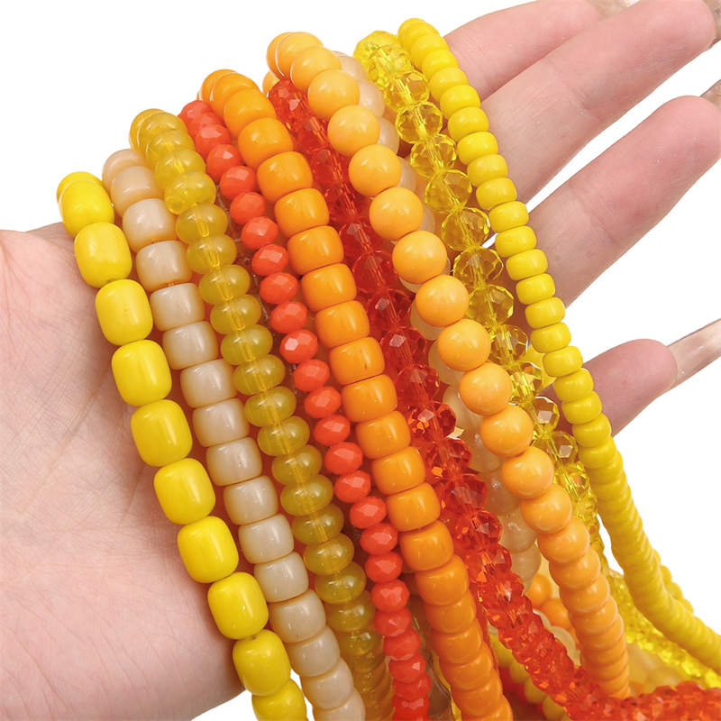 สีส้มสีเหลืองชุดแก้วเยลลี่หลายสไตล์ลูกปัดโปร่งใสสําหรับเครื่องประดับทํา ทําเอง สร้อยข้อมือสร้อยคออุปกรณ์เสริม