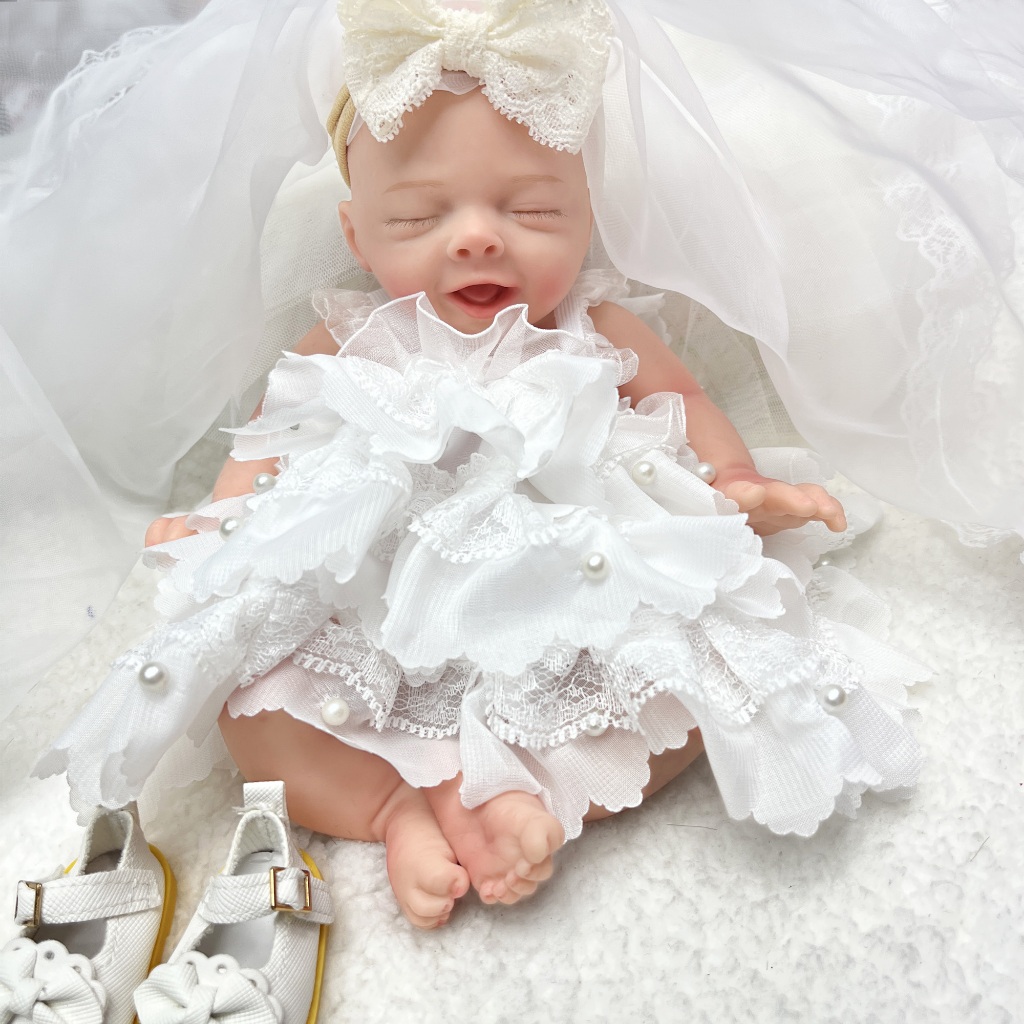 ตุ๊กตาเด็กทารกแรกเกิด แบบซิลิโคนนิ่ม แฮนด์เมด ขนาด 10 นิ้ว พร้อมชุดแต่งงานที่สวยงาม สําหรับเด็ก