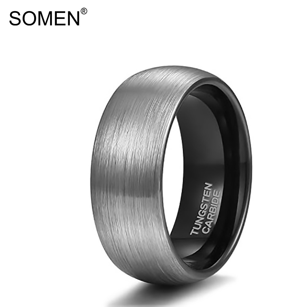 Somen แหวนทังสเตน 8 มม. สําหรับผู้ชาย ผู้หญิง งานหมั้น งานแต่งงาน สีดํา ใส่สบาย ไซซ์ 5-15
