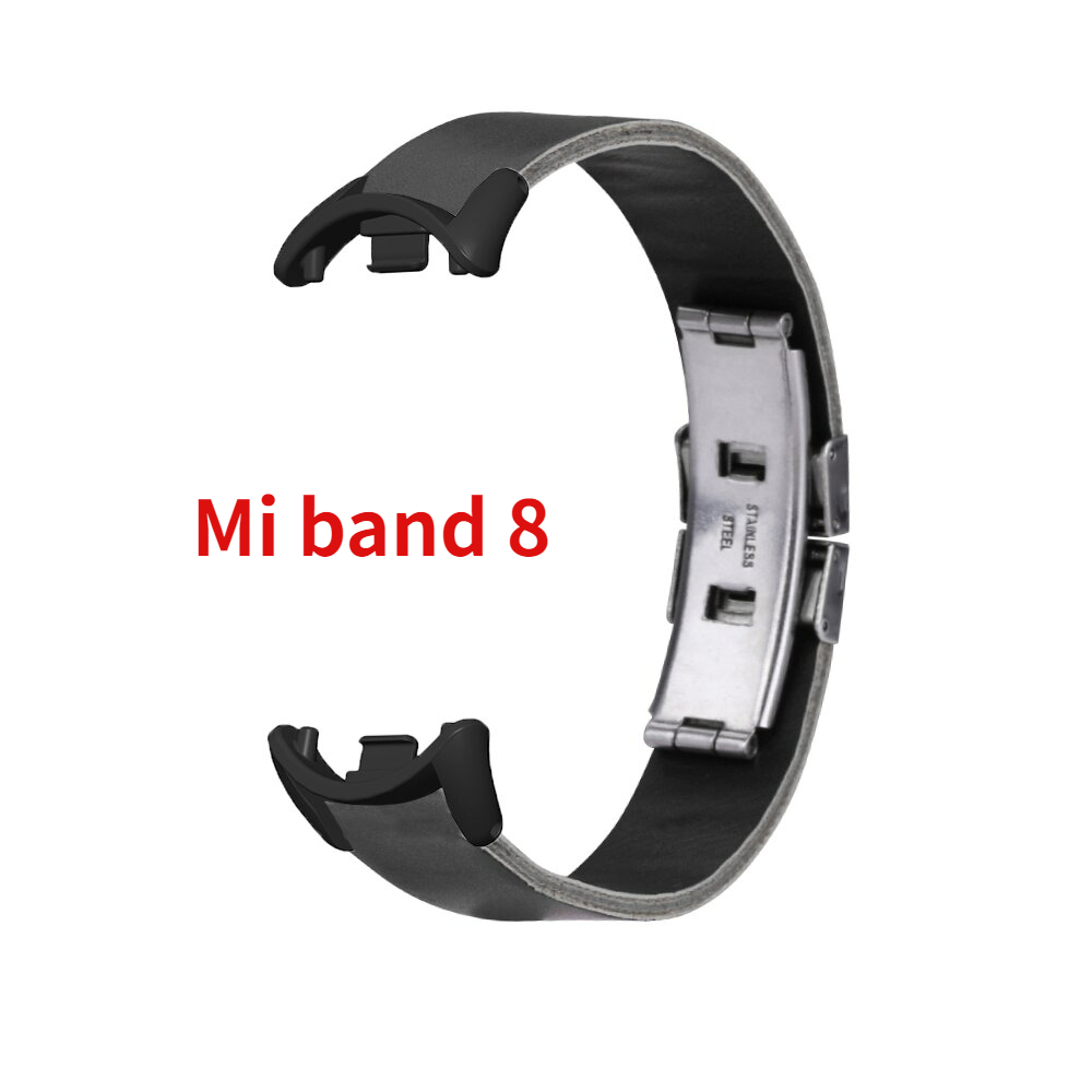 สําหรับ XiaoMi Mi Band 4/5/6/7/8 สายนาฬิกาข้อมือสมาร์ทวอทช์ แฟชั่น สายหนัง ย้อนยุค สายรัดข้อมือ