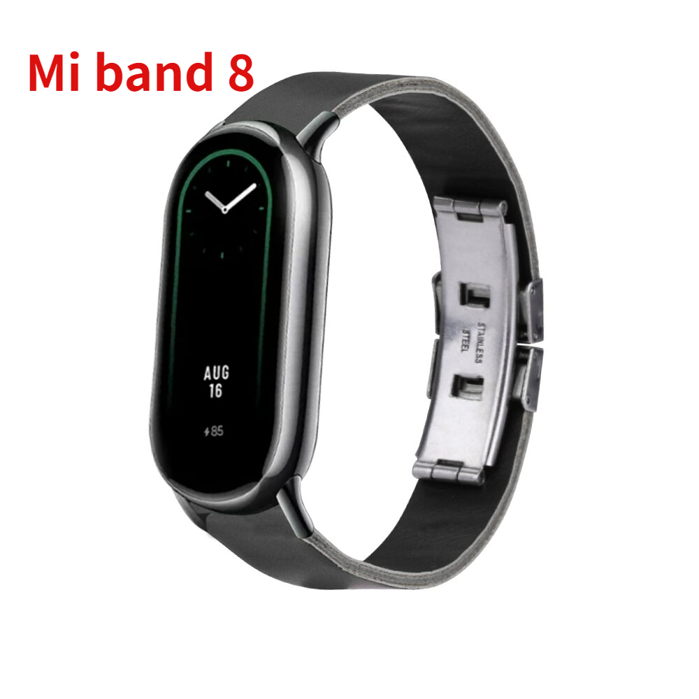 สําหรับ XiaoMi Mi Band 4/5/6/7/8 สายนาฬิกาข้อมือสมาร์ทวอทช์ แฟชั่น สายหนัง ย้อนยุค สายรัดข้อมือ