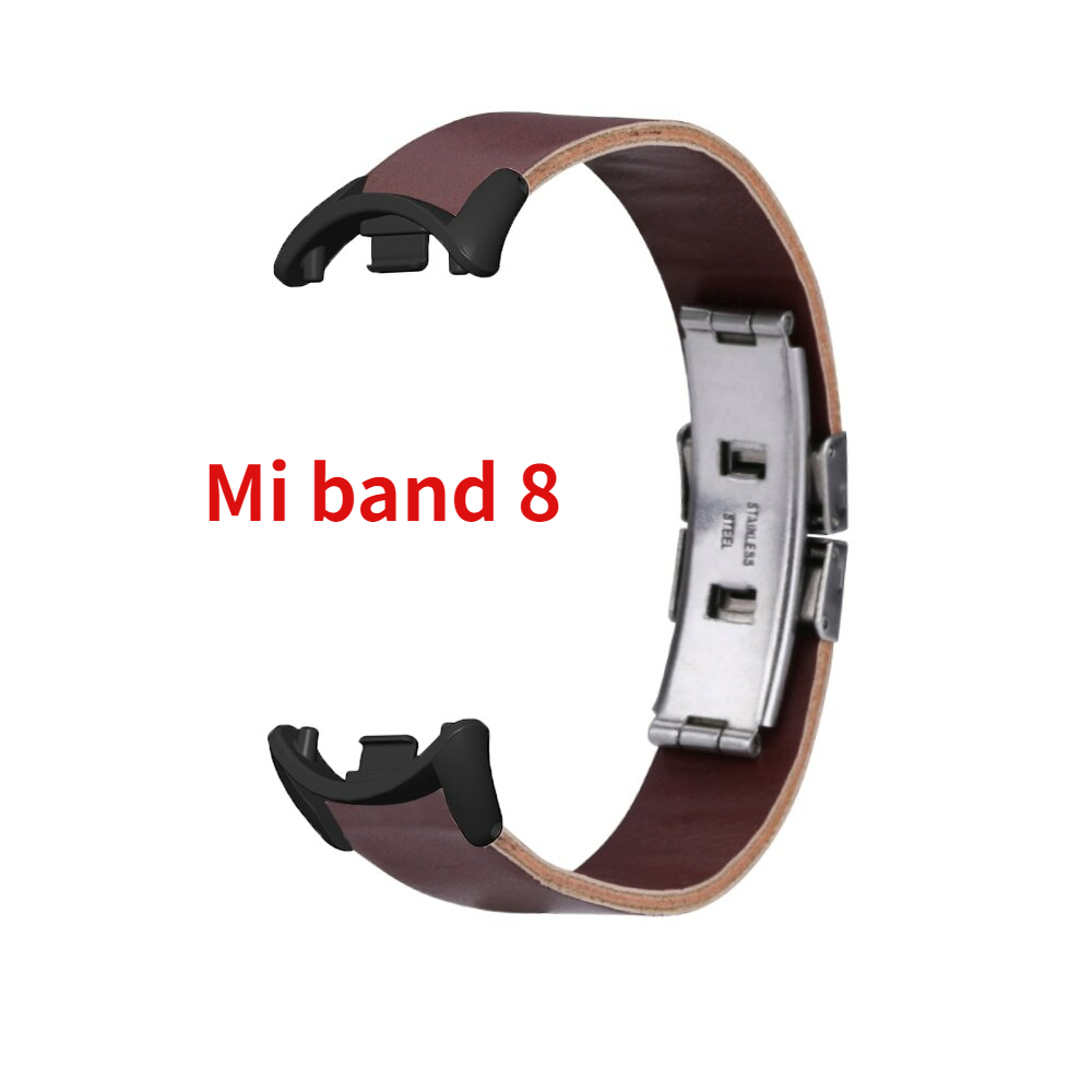 สําหรับ XiaoMi Mi Band 4/5/6/7/8 สายนาฬิกาข้อมือสมาร์ทวอทช์ แฟชั่น สายหนัง ย้อนยุค สายรัดข้อมือ