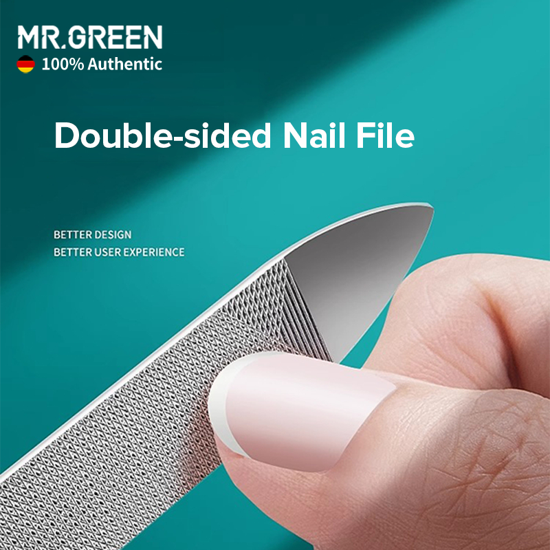 Mr.green ตะไบเล็บสเตนเลส แบบหนา หัวแหลม สําหรับตกแต่งเล็บ