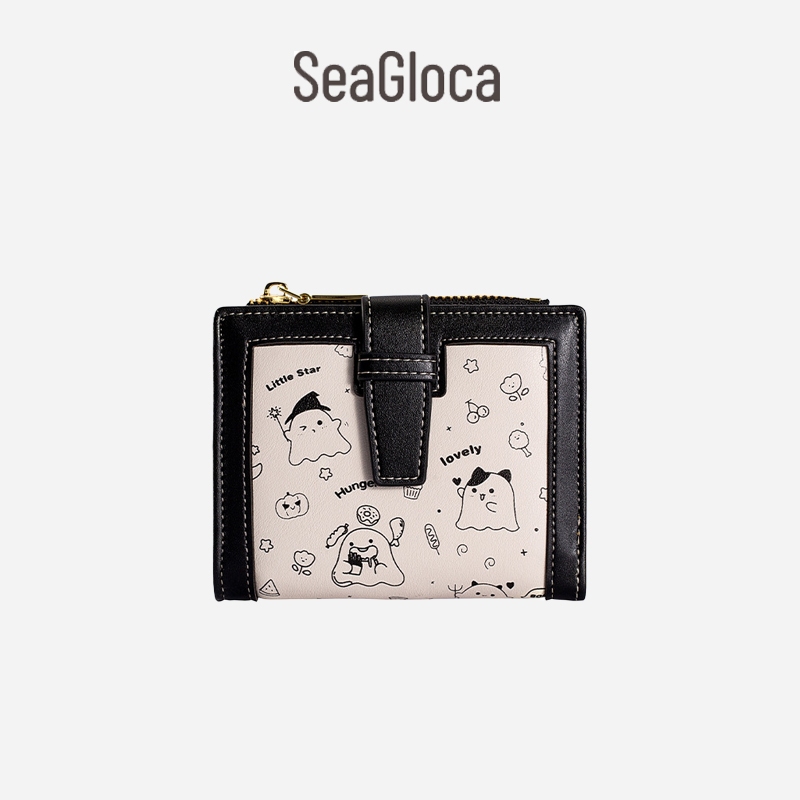 Seagloca ใหม่ กระเป๋าสตางค์ ใบสั้น หนัง PU แฟชั่นเกาหลี สําหรับสตรี No 1671