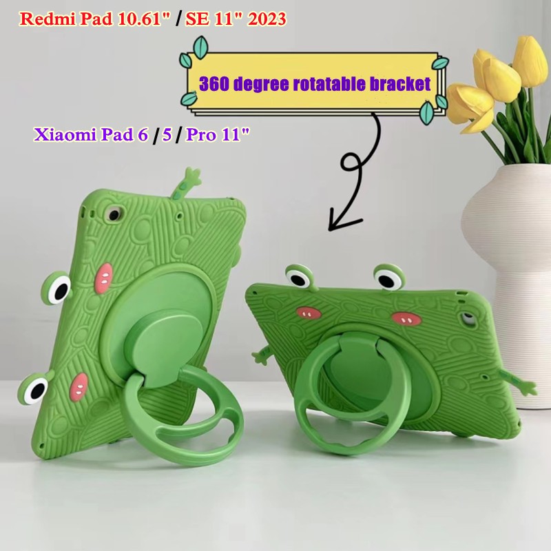 For Xiaomi Redmi Pad 10.61inch 2022 Redmi Pad SE 11inch 2023 Xiaomi Mi Pad 5/5 Pro 6/6Pro Carton Kids Silicone Case 360° Rotation Stand Cover