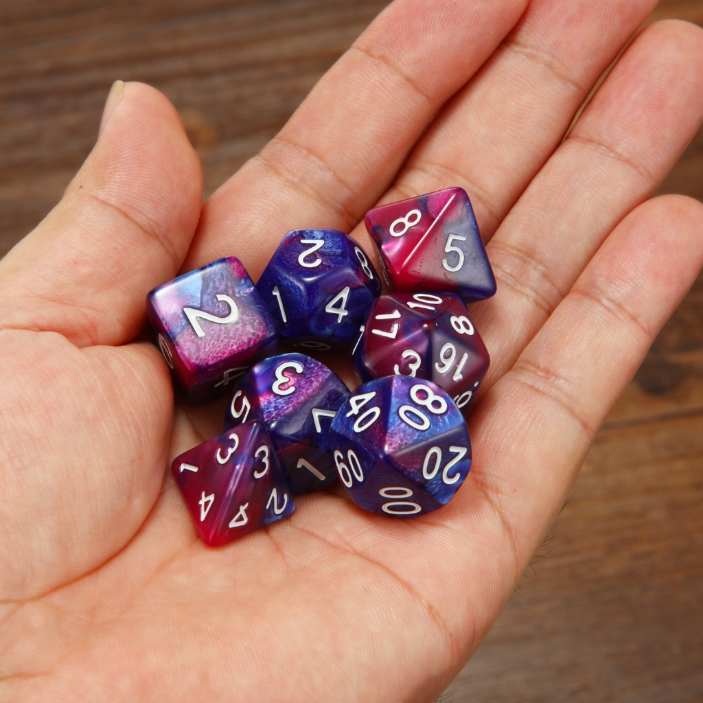 Polyhedral Dice Set Multicolor Polyhedral เกมลูกเต๋าสําหรับ RPG Dungeons และ Dragons DND RPG MTG D20