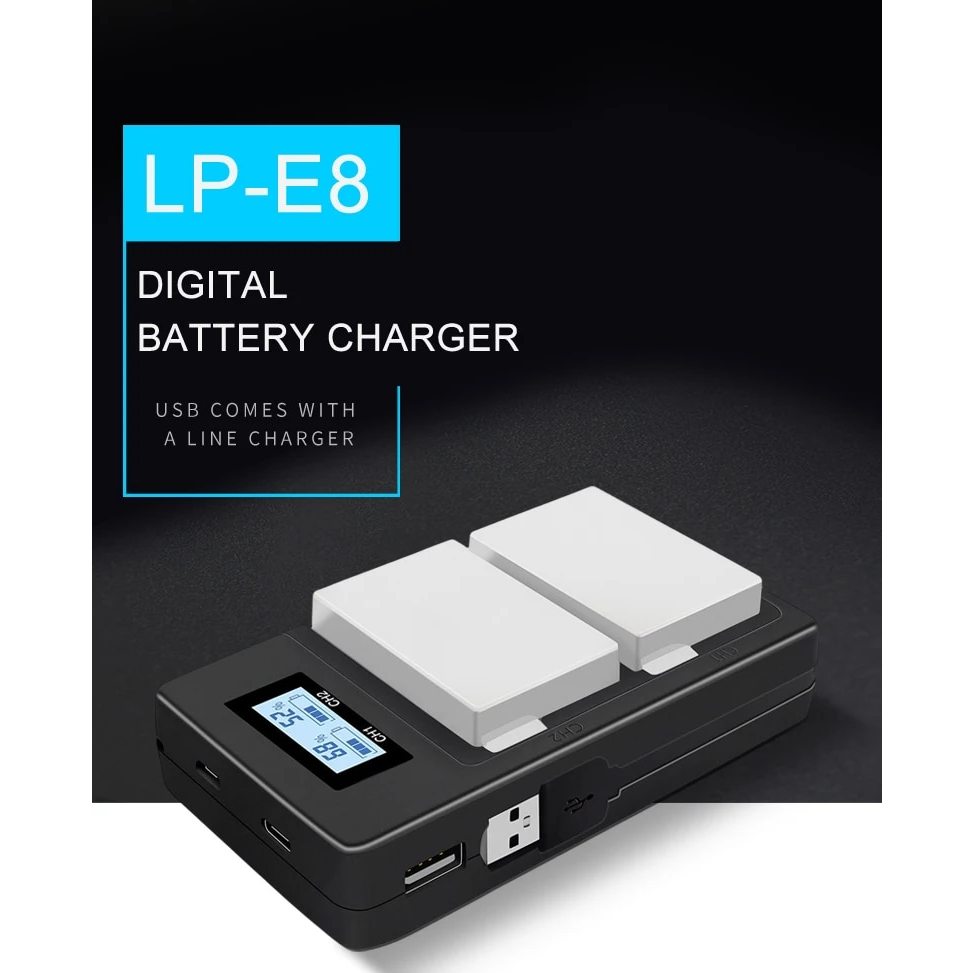 Palo ที่ชาร์จแบตเตอรี่กล้อง LCD LP-E8 LP E8 สําหรับ Canon EOS 550D 600D 650D 700D - รูปที่ 7