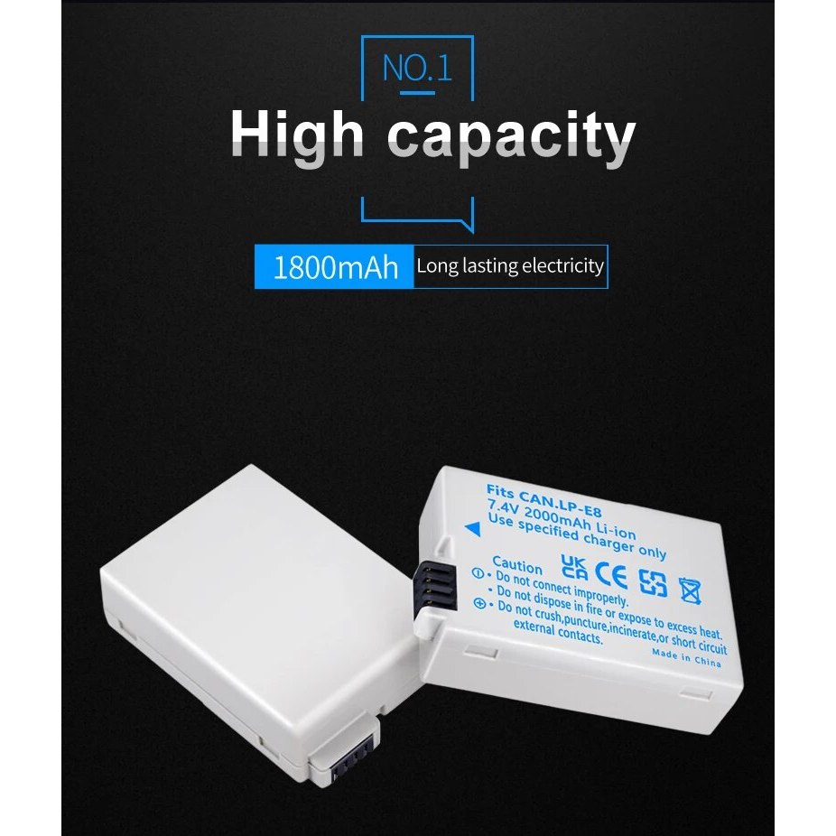 Palo ที่ชาร์จแบตเตอรี่กล้อง LCD LP-E8 LP E8 สําหรับ Canon EOS 550D 600D 650D 700D - รูปที่ 6