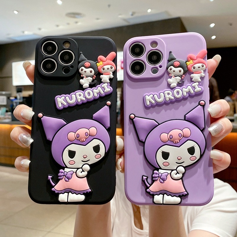 Iphone 16 15 14 13 12 Mini 11 Pro Max 6 6S 7 8 Plus X XS Max XR การ์ตูน Kuromi นุ่มน่ารักเคสโทรศัพท์