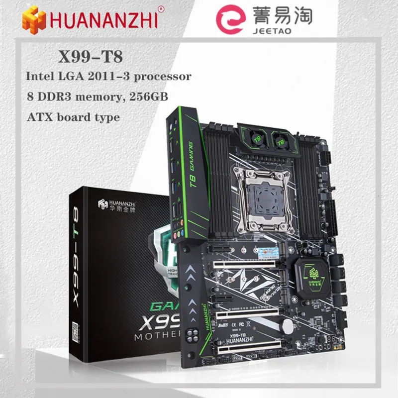 HUANANZHI T8 LGA 2011-3 เมนบอร์ด Intel XEON E5 2666 2673 2676 2678 2696 V3 รองรับ DDR3 RECC หน่วยควา