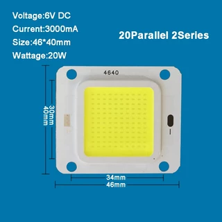 อินพุต 3V 3.7V 6V 4W - 40W สีวอร์มไวท์ 4000K ไฟ LED COB + พื้นผิวสี่เหลี่ยม