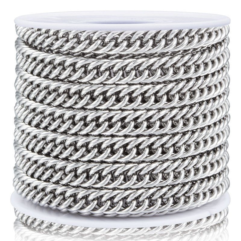 Curban Link สร้อยคอผู้ชายคู่ทอโซ่สแตนเลสสําหรับเครื่องประดับทําอุปกรณ์เสริมผู้หญิง DIY Charm Handmade สร้อยข้อมืออุปกรณ์งานฝีมือ