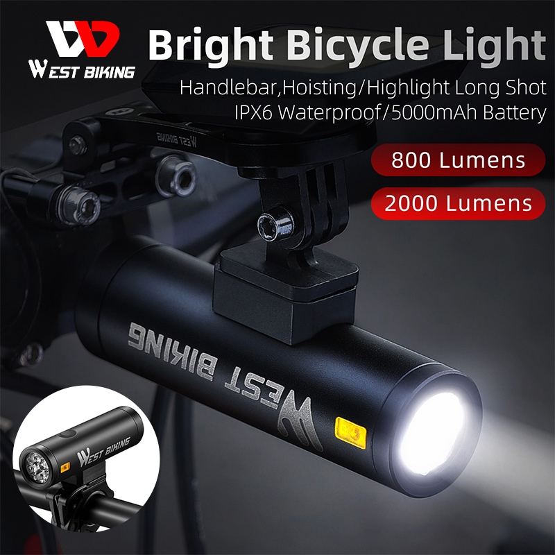 West BIKING จักรยาน 800/1000 Lumen IPX6 กันน้ําจักรยานแขวนไฟหน้าขี่จักรยานจักรยานไฟหน้าไฟหน้าอุปกรณ์