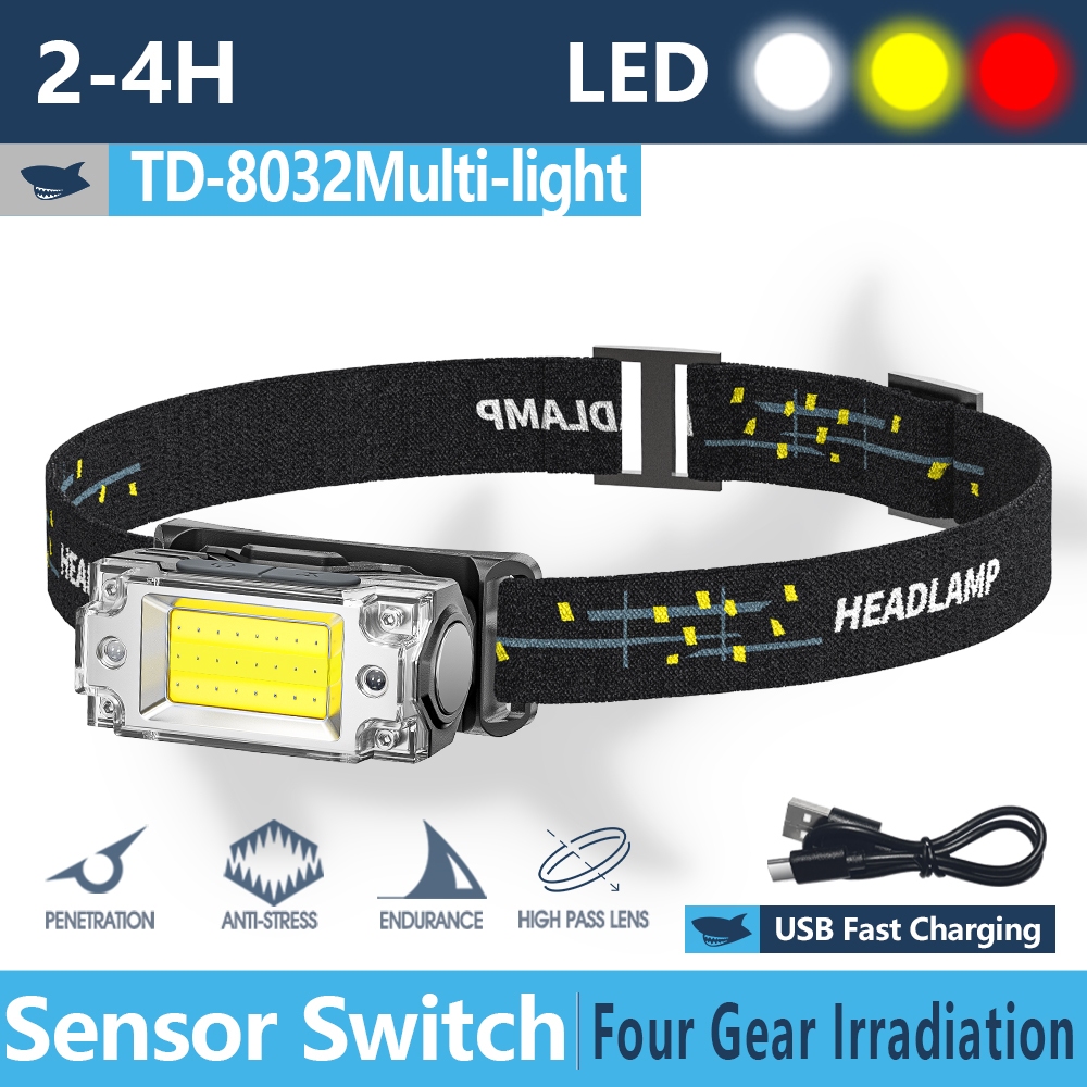 Smilingshark TD8032 ไฟคาดหัว ไฟหน้า led ไฟฉายสวมศีรษะ LED สว่างมาก เซนเซอร์แม่เหล็ก Type-C กันน้ํา ชาร์จซ้ําได้ สีขาว เหลือง แดง สําหรับตั้งแคมป์ วิ่ง เดินป่า อ่านหนังสือ ผู้ใหญ่ เด็ก