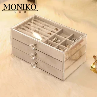 MONIKO กล่องเก็บเครื่องประดับ กล่องเก็บเครื่องประดับหลายชั้น
