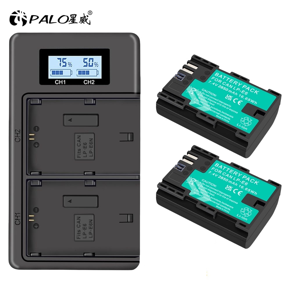 Palo ที่ชาร์จแบตเตอรี่กล้อง LCD LP-E6 LP E6 สําหรับ Canon EOS R5 R6 R7 5DS R Ra 5D Mark II 5D Mark I